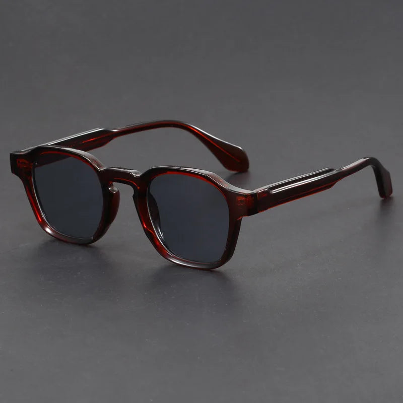 Men's Retro Square Frame Sunglasses with Thick Frames and Metal Hinges - image 8
