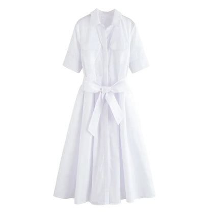 Margot | Short Sleeve Pocket Shirt Dress