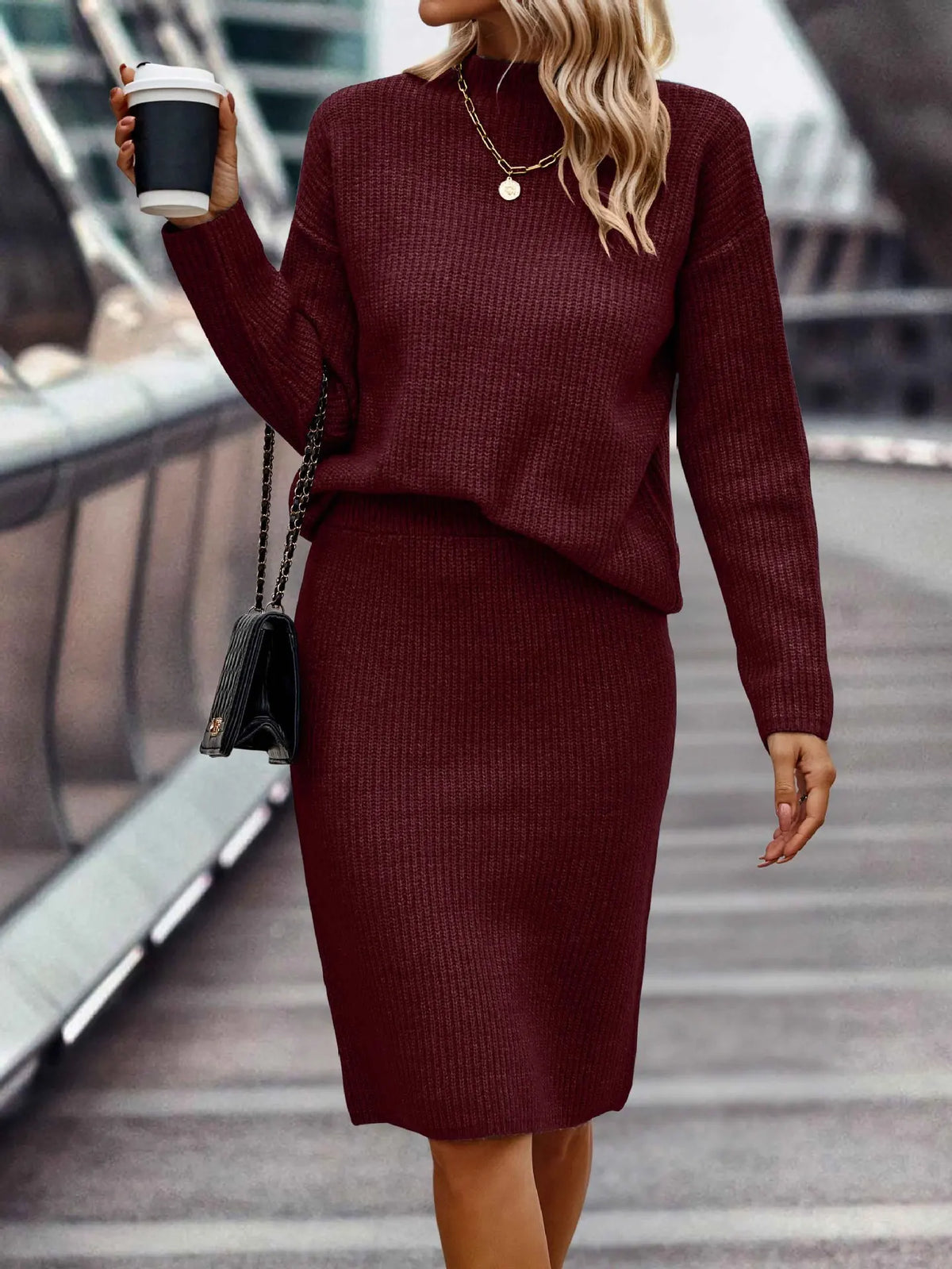 Women's Knit Jumper and Skirt Two-Piece Co-ord Set - image 4