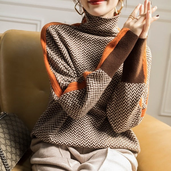 Women's Herringbone Turtleneck Jumper - image 3