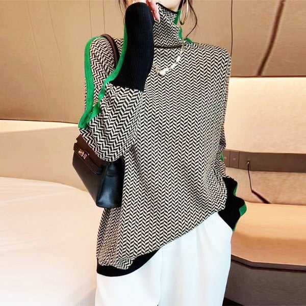 Women's Herringbone Turtleneck Jumper - image 5