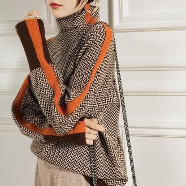 Women's Herringbone Turtleneck Jumper - image 4
