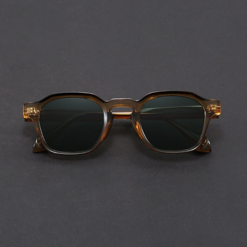 Men's Retro Square Frame Sunglasses with Thick Frames and Metal Hinges - image 2