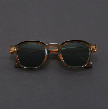 Men's Retro Square Frame Sunglasses with Thick Frames and Metal Hinges - image 2