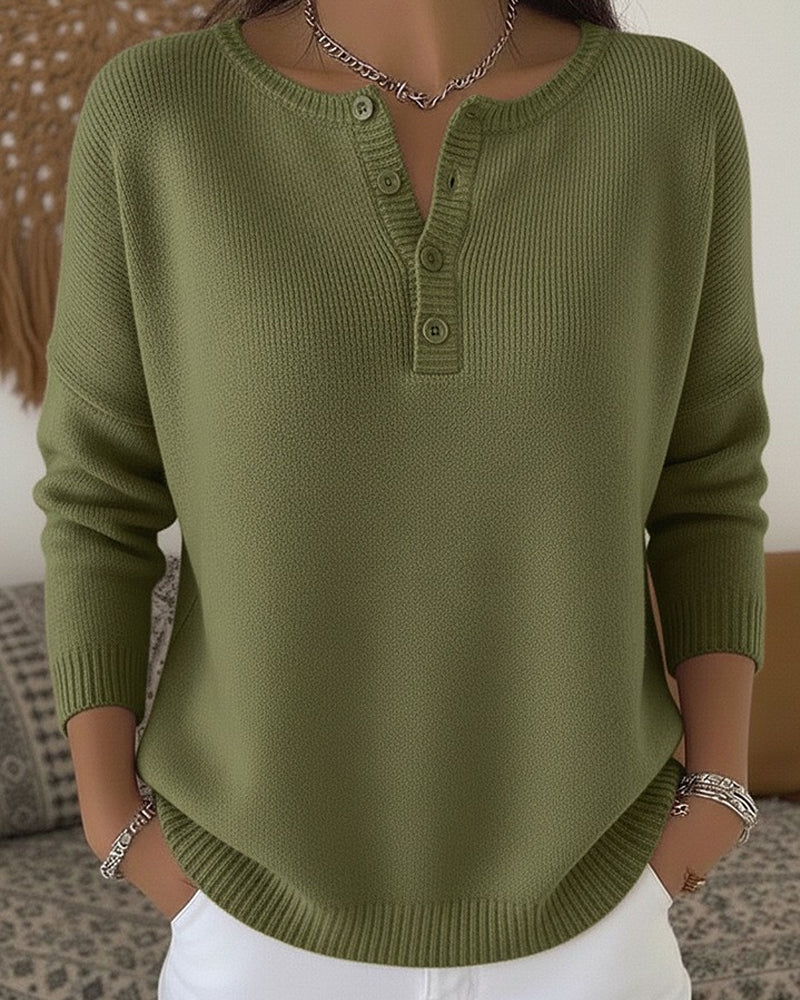 Helena | Henley Button Knit Jumper