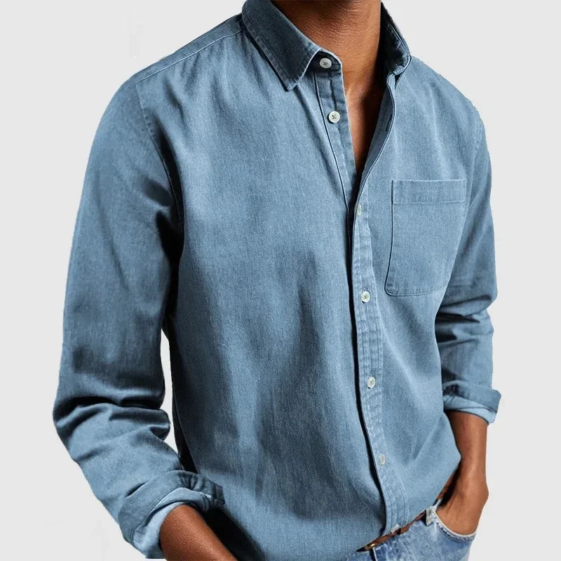 Men's Classic Button-Up Shirt with Chest Pocket - image 2