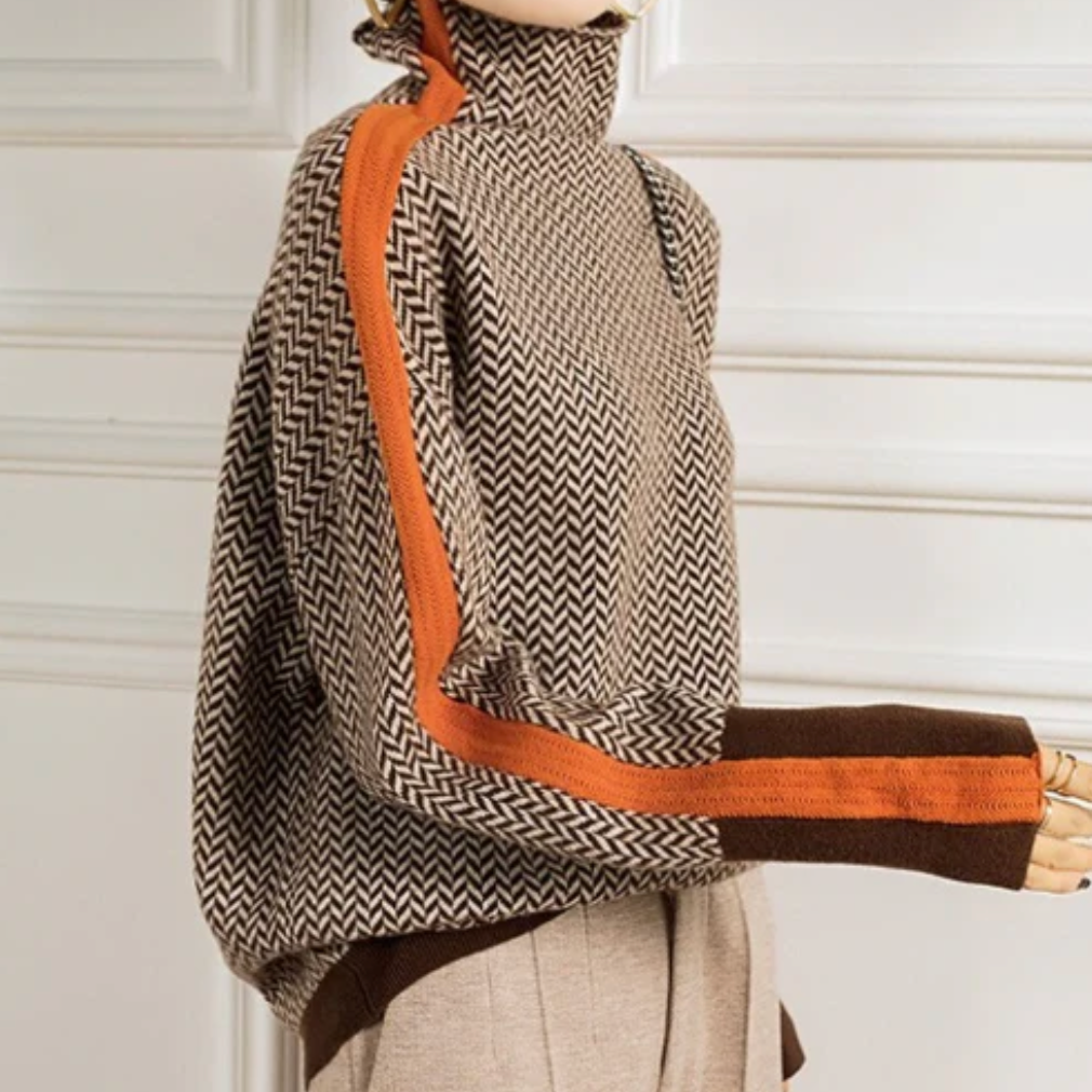 Women's Herringbone Turtleneck Jumper - image 1