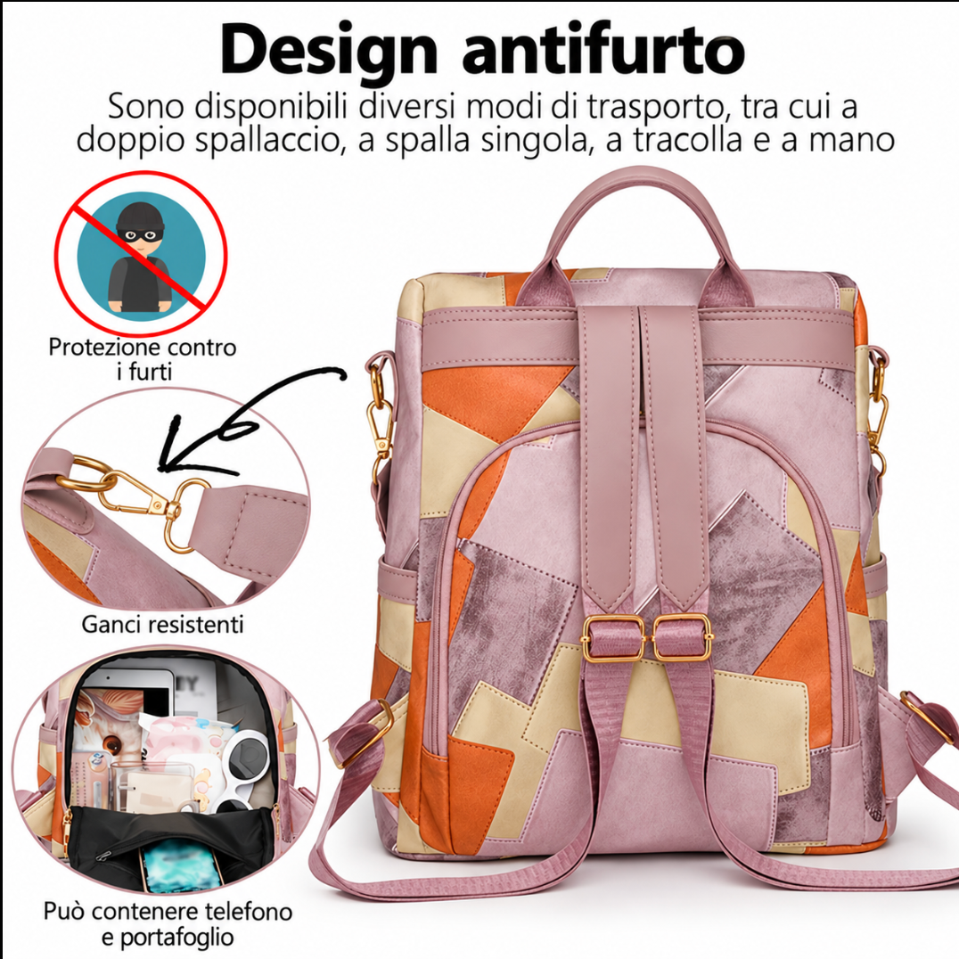 Delfina | Anti-theft Checked Backpack