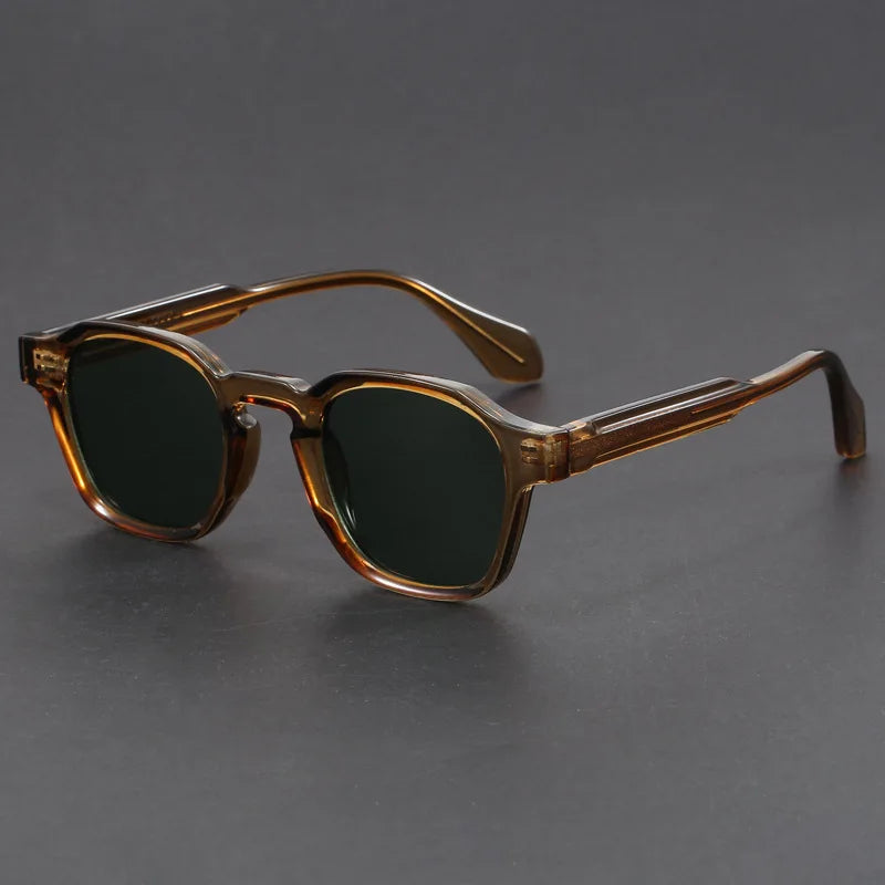 Men's Retro Square Frame Sunglasses with Thick Frames and Metal Hinges - image 1