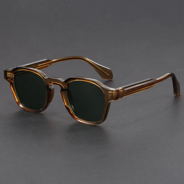 Men's Retro Square Frame Sunglasses with Thick Frames and Metal Hinges - image 1