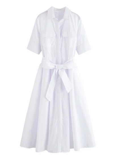 Margot | Short Sleeve Pocket Shirt Dress