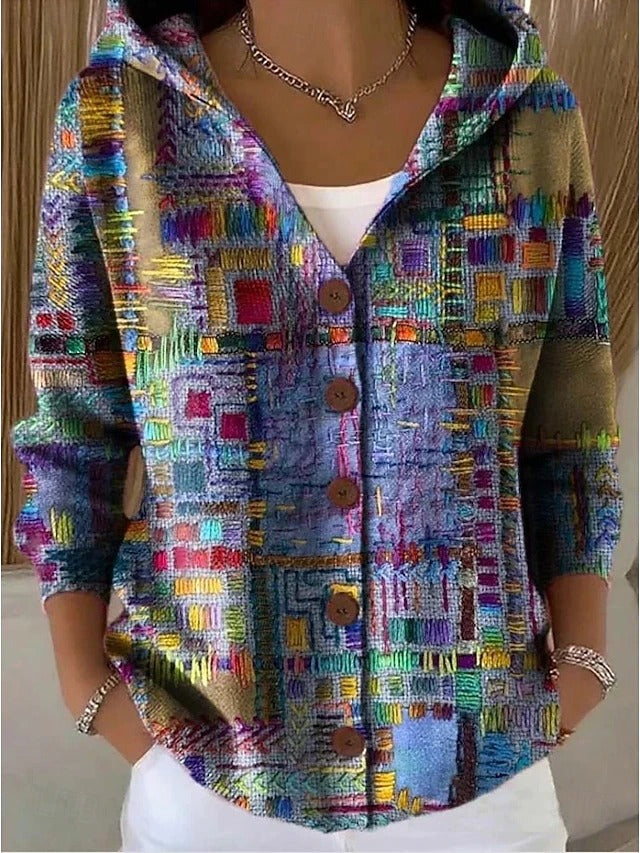 Paloma | Printed Knit Jacket with Hood