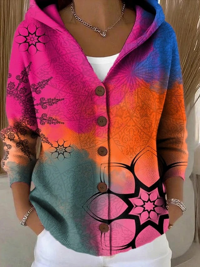 Paloma | Printed Knit Jacket with Hood
