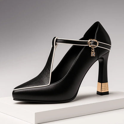 Grace - Pointed Toe T-Strap Heels
