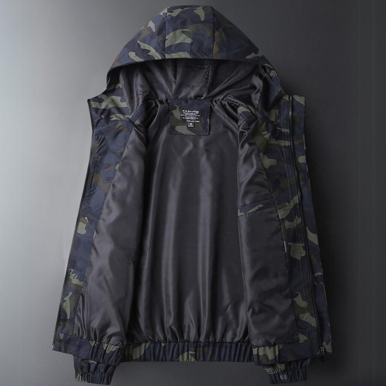 Men's Camo Hooded Jacket with Full Zip and Side Pockets - image 3