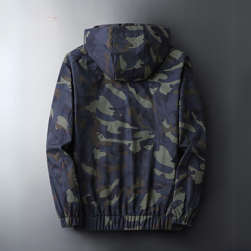 Men's Camo Hooded Jacket with Full Zip and Side Pockets - image 2