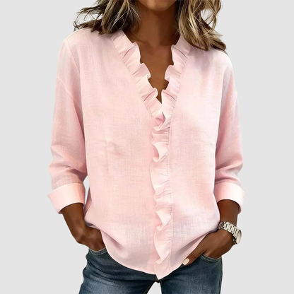 MALIYA | RUFFLED V-NECK BLOUSE