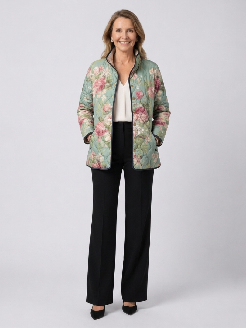 DELACROIX | Quilted Jacket with Light Antique Roses