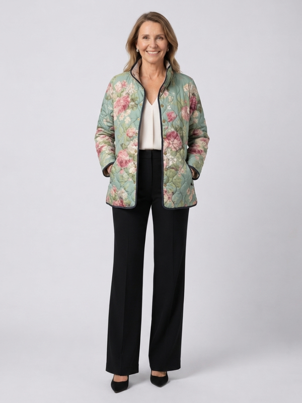 DELACROIX | Quilted Jacket with Light Antique Roses