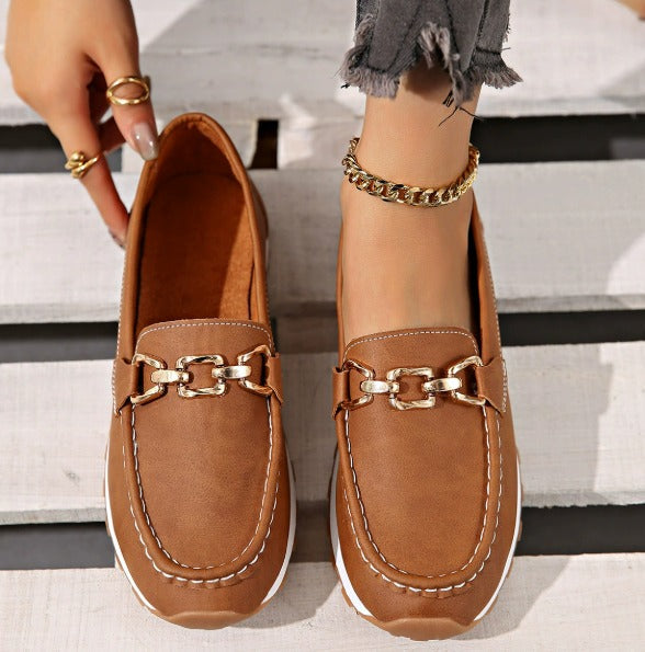 ELLA - Buckle Flat Wedge Loafers