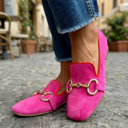 Women's Bright Colour Loafers with Metal Detail - image 4