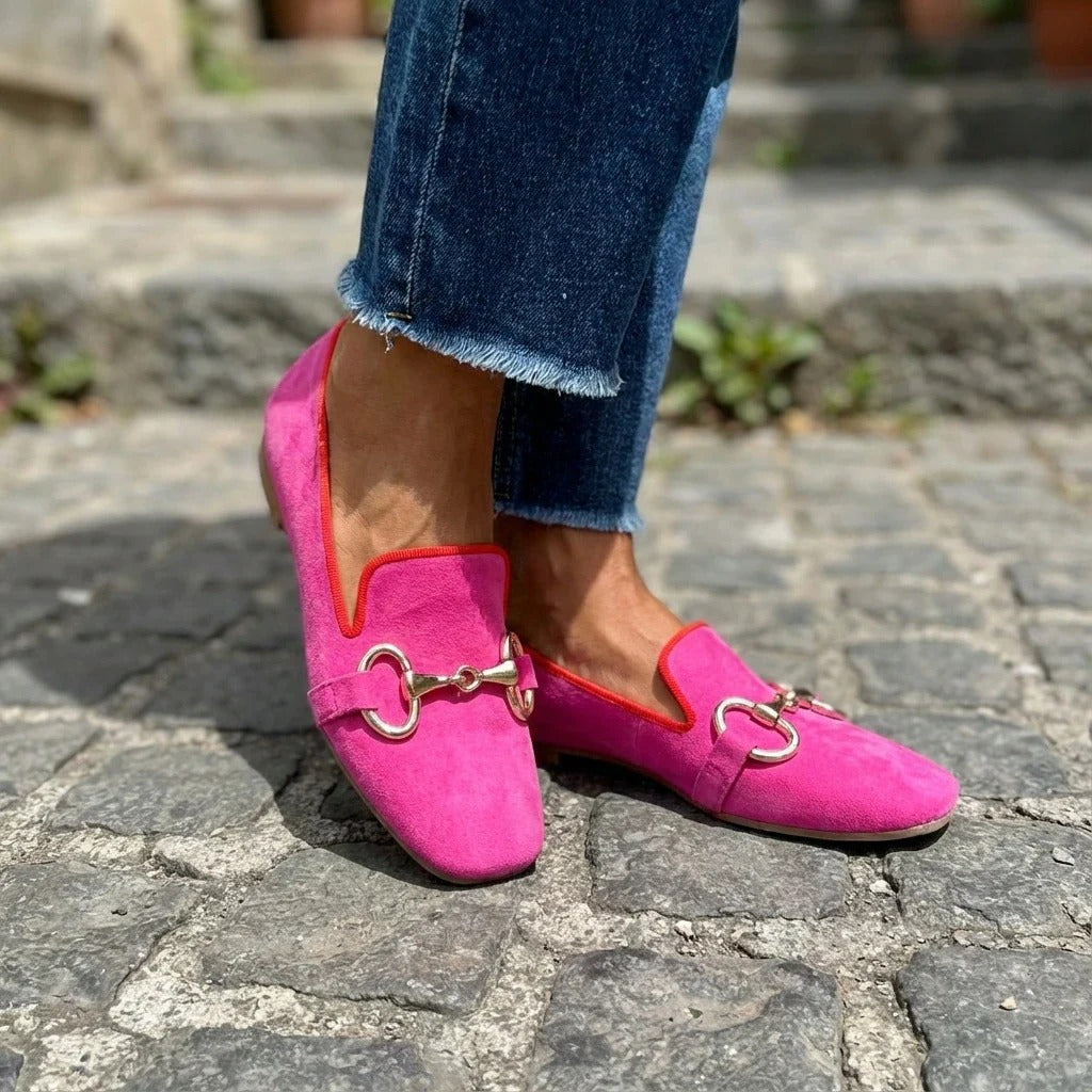 Women's Bright Colour Loafers with Metal Detail - image 3
