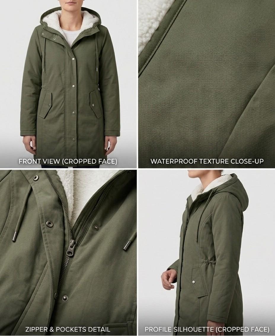Women's Longline Hooded Coat with Adjustable Hood - image 3