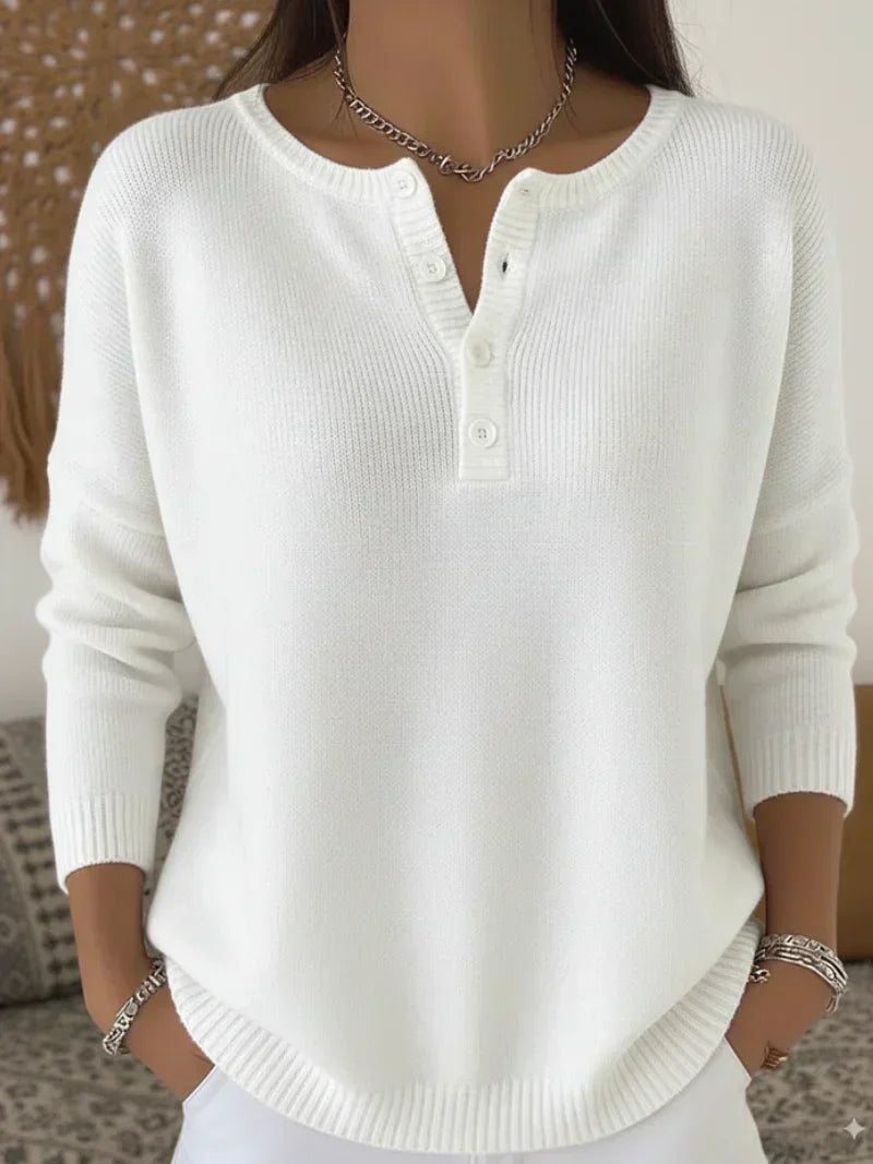 Helena | Henley Button Knit Jumper