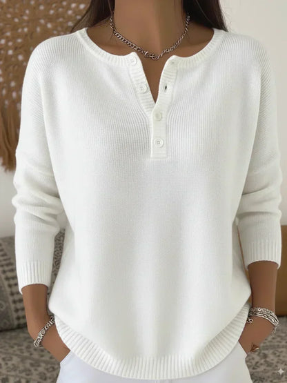 Helena | Henley Button Knit Jumper
