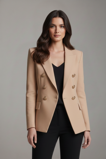 Women's Double-Breasted Blazer with Gold-Tone Buttons - image 11