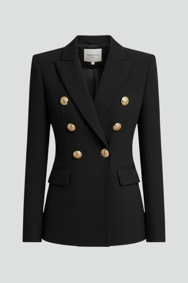 Women's Double-Breasted Blazer with Gold-Tone Buttons - image 1