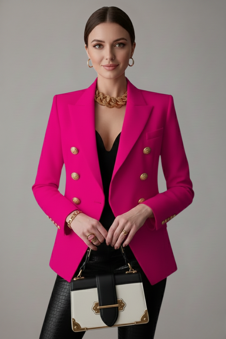 Women's Double-Breasted Blazer with Gold-Tone Buttons - image 10