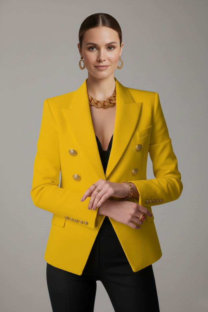 Women's Double-Breasted Blazer with Gold-Tone Buttons - image 8