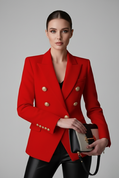 Women's Double-Breasted Blazer with Gold-Tone Buttons - image 7