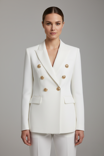 Women's Double-Breasted Blazer with Gold-Tone Buttons - image 6
