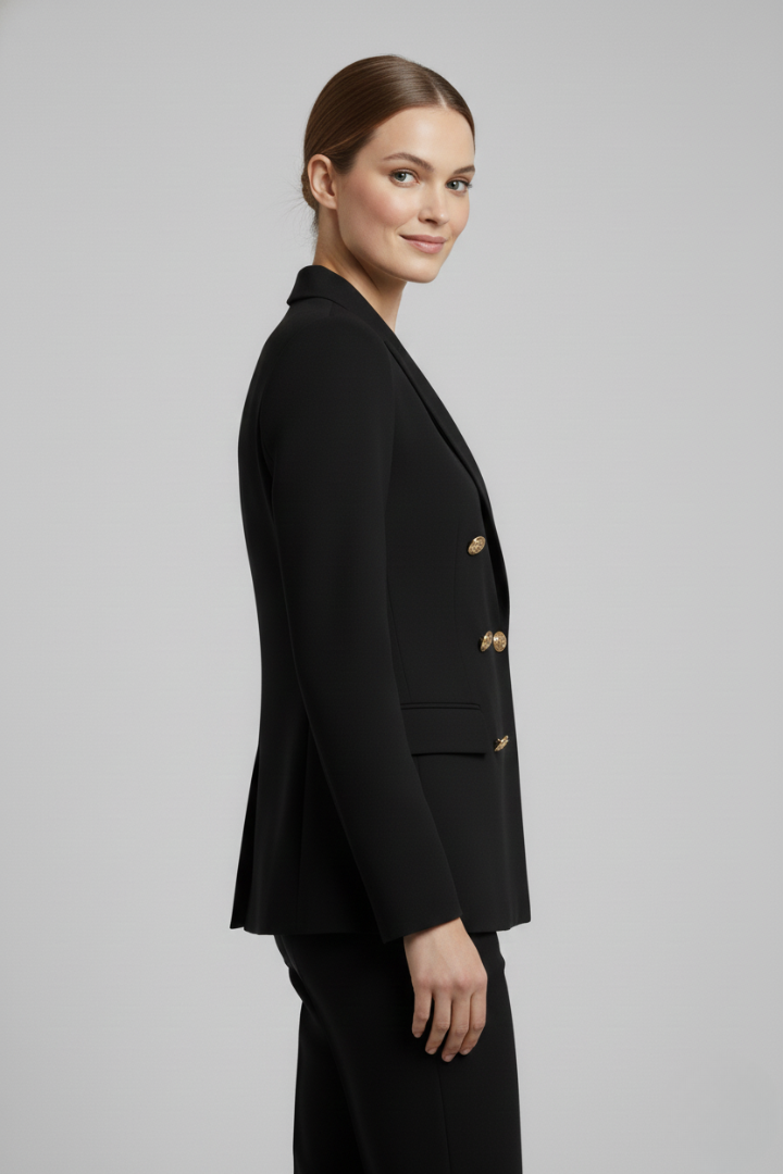 Women's Double-Breasted Blazer with Gold-Tone Buttons - image 4