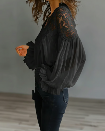 CELESTE™ - Lace Lantern-Sleeve Blouse