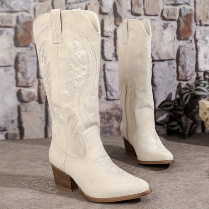 Women's Knee-High Western Boots with Embroidered Shaft - image 8