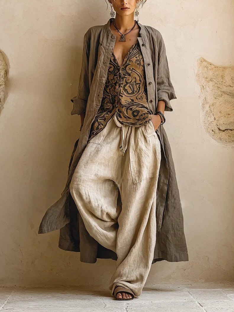 Women's Three-Piece Linen Look Set - image 1