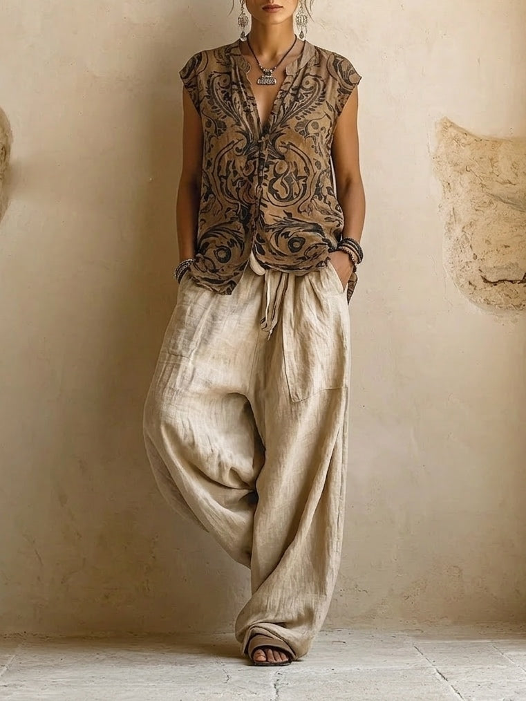 Women's Three-Piece Linen Look Set - image 2