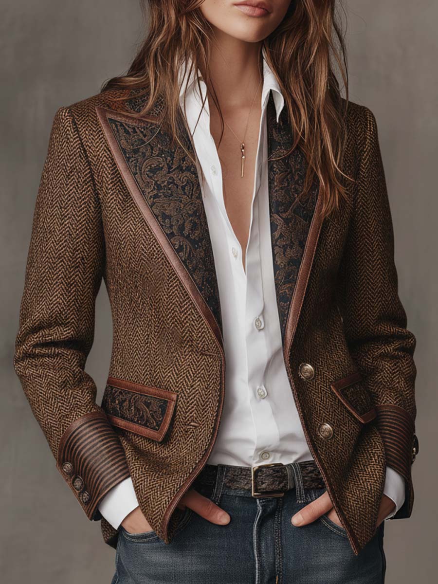 Gisèle | Blazer with Chevron Print Inserts