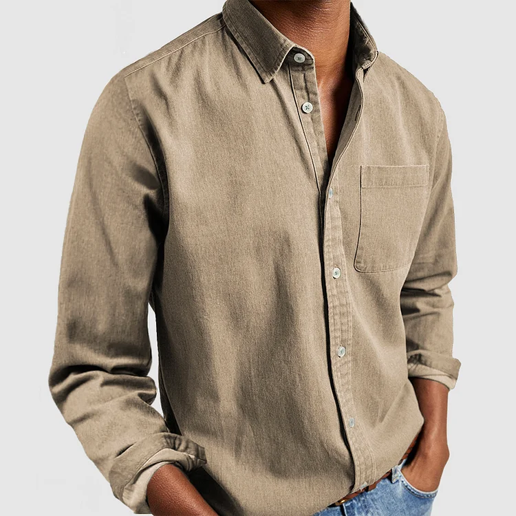Men's Classic Button-Up Shirt with Chest Pocket - image 5