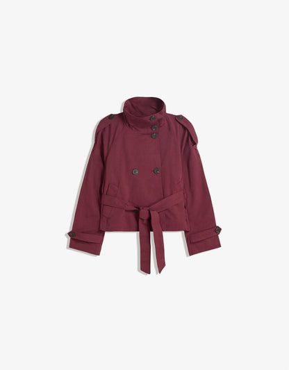 Women's Cropped Trench Coat with Belt - image 11
