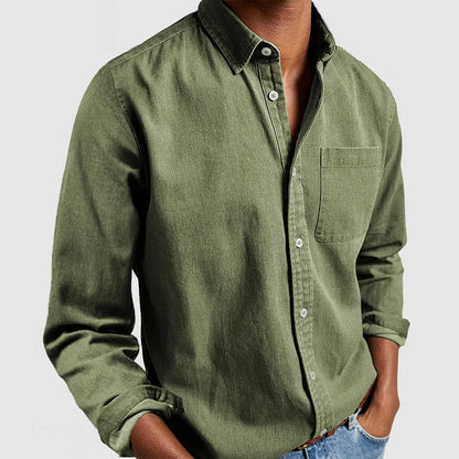 Men's Classic Button-Up Shirt with Chest Pocket - image 3