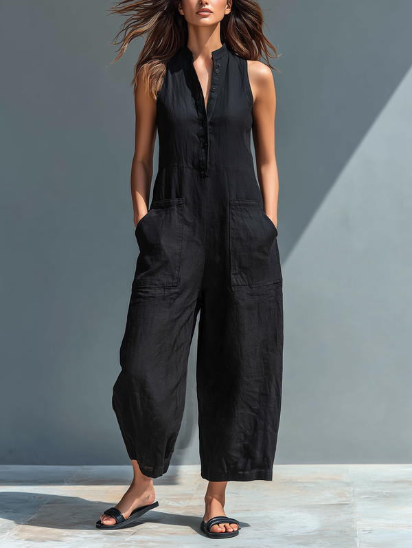 Sleeveless Linen Jumpsuit Marbella