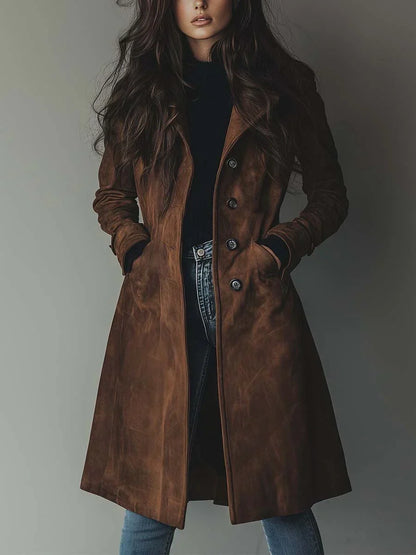 Women's Suede Look Trench Coat - image 1