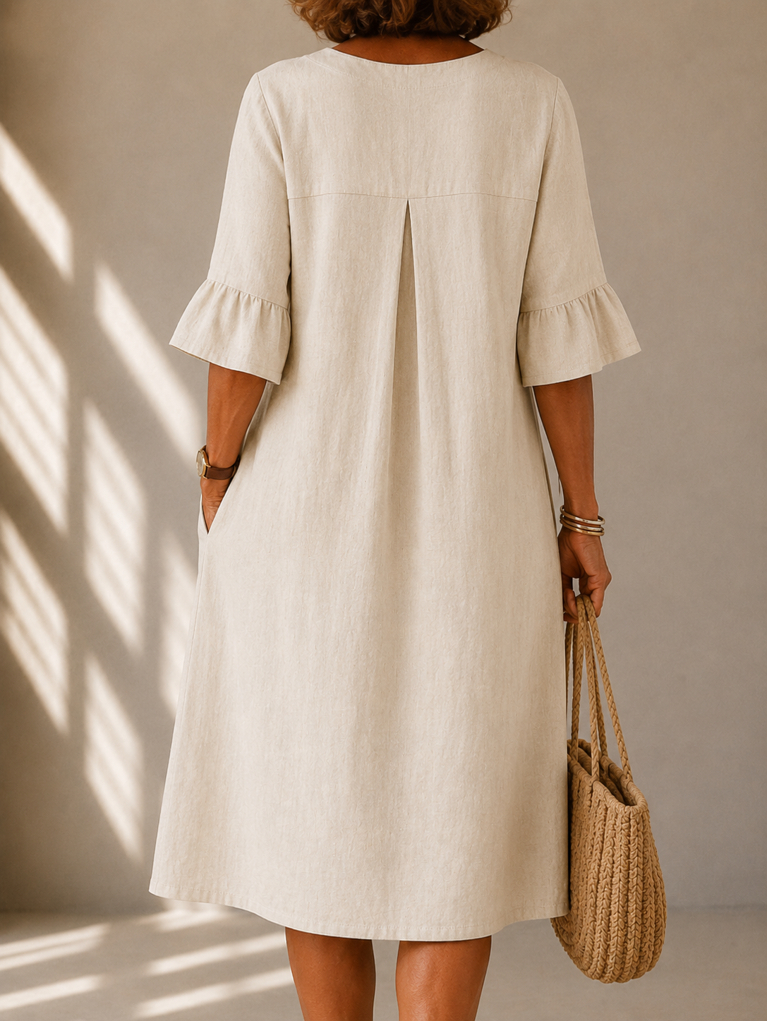 Lina | Buttoned Box Pleat Dress