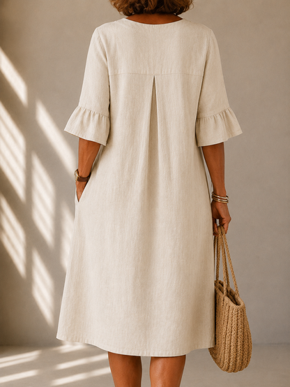 Lina | Buttoned Box Pleat Dress