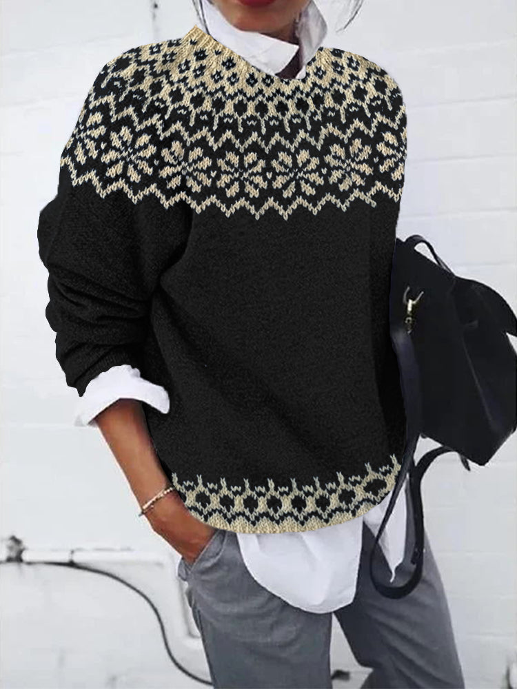 Women's Icelandic Style Jacquard Knit Jumper - image 1