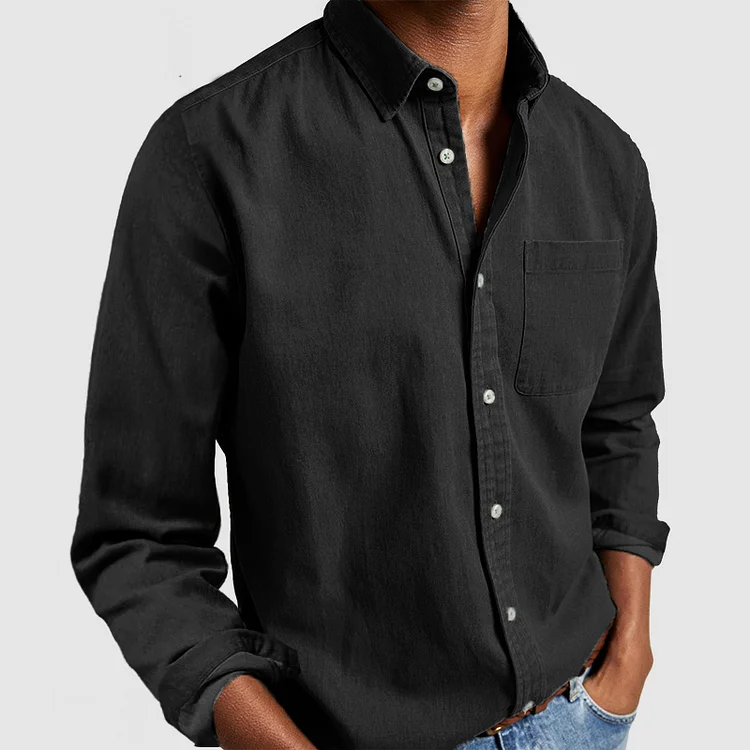 Men's Classic Button-Up Shirt with Chest Pocket - image 9